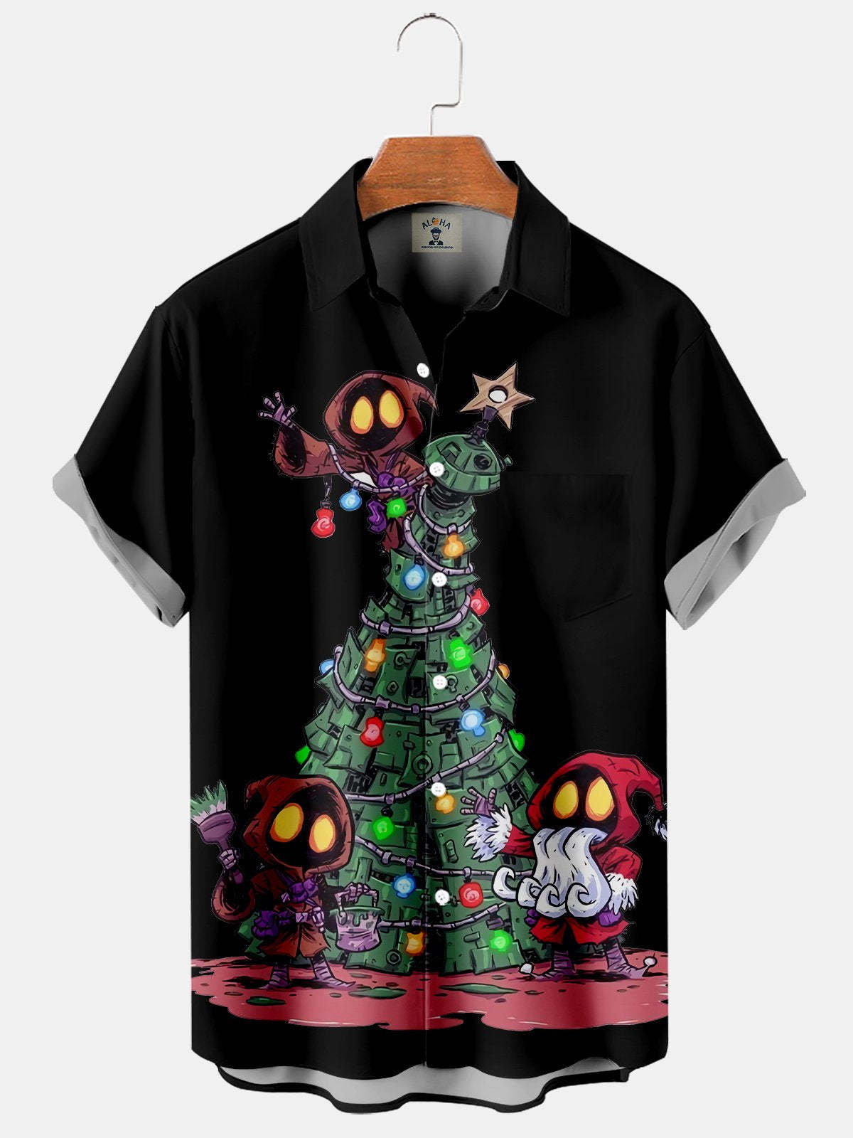 Christmas Cute Elf And The Xmas Tree - Hawaiian Shirt