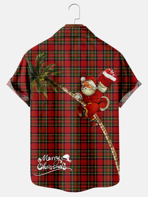 Christmas Palm Coconut Tree Santa Stripe Pattern - Hawaiian Shirt