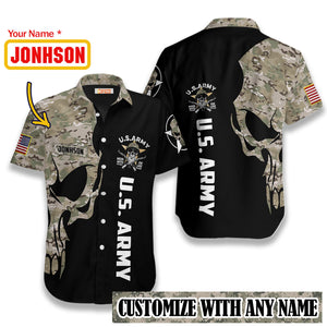 US Army Digital Camo Skull - Personalized Hawaiian Shirt