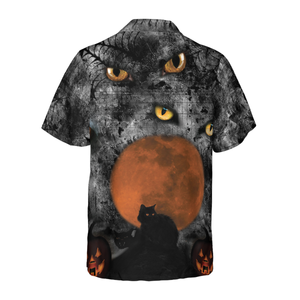 Black Cat Halloween - For Men And Women - Hawaiian Shirt