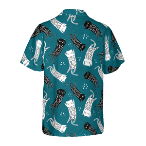 Seamless Pattern With Funny Cats Hawaiian Shirt