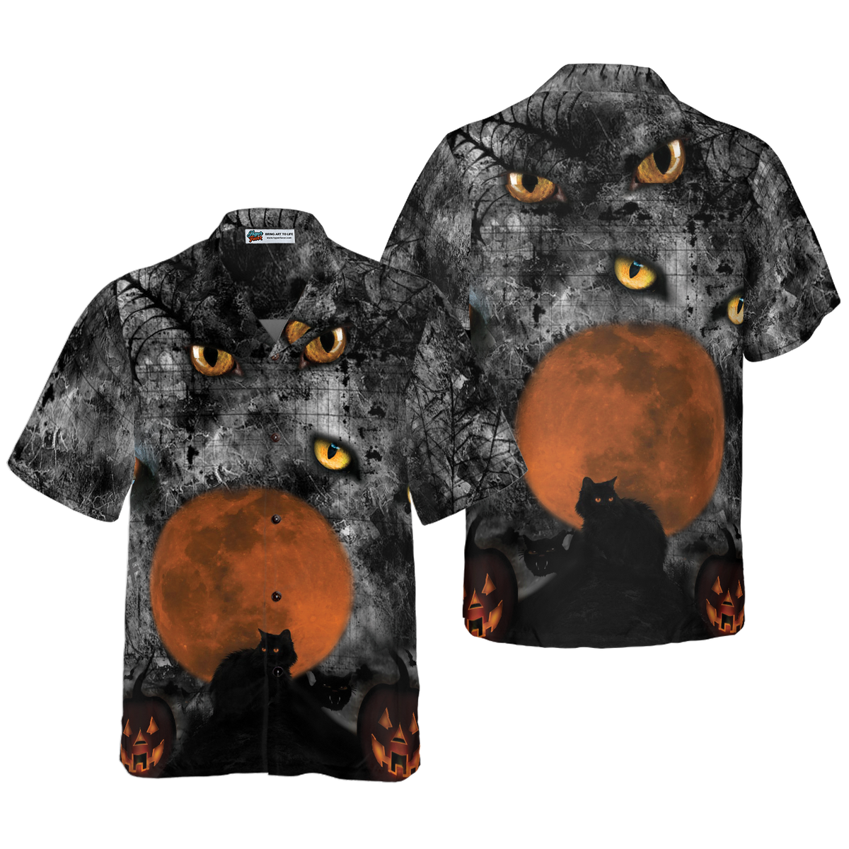 Black Cat Halloween - For Men And Women - Hawaiian Shirt