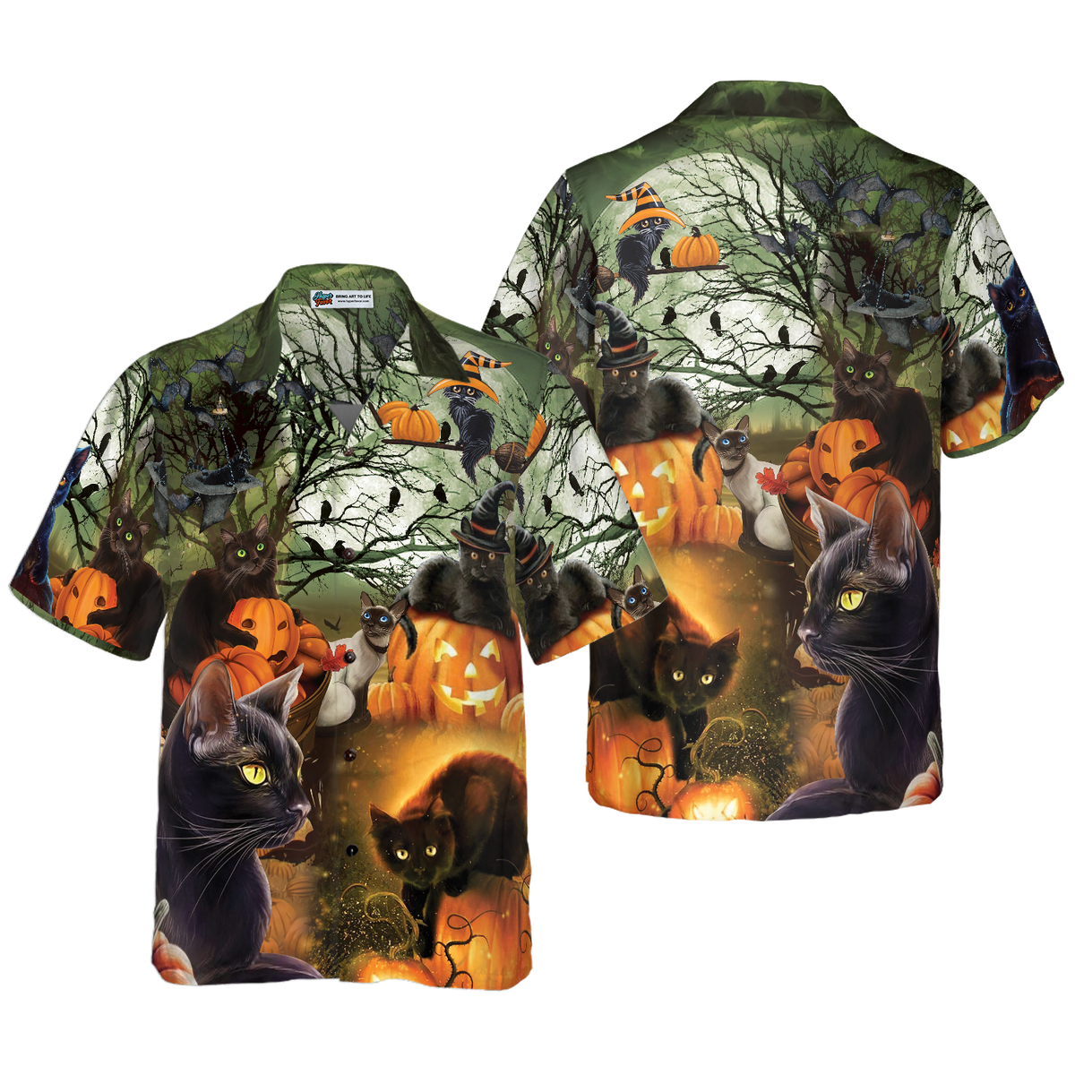 Black Cat & The Pumpkin Halloween - Hawaiian Shirt