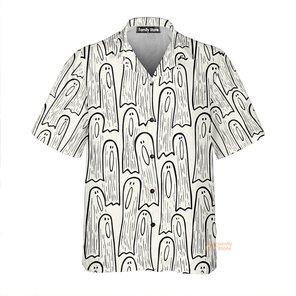 Men's Hawaiian Shirts Halloween Ghost Print Short Sleeve Shirt