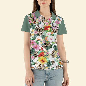 Avis89 Golf Tropical Flowers - Gift For Golf Lovers - Women Polo Shirt