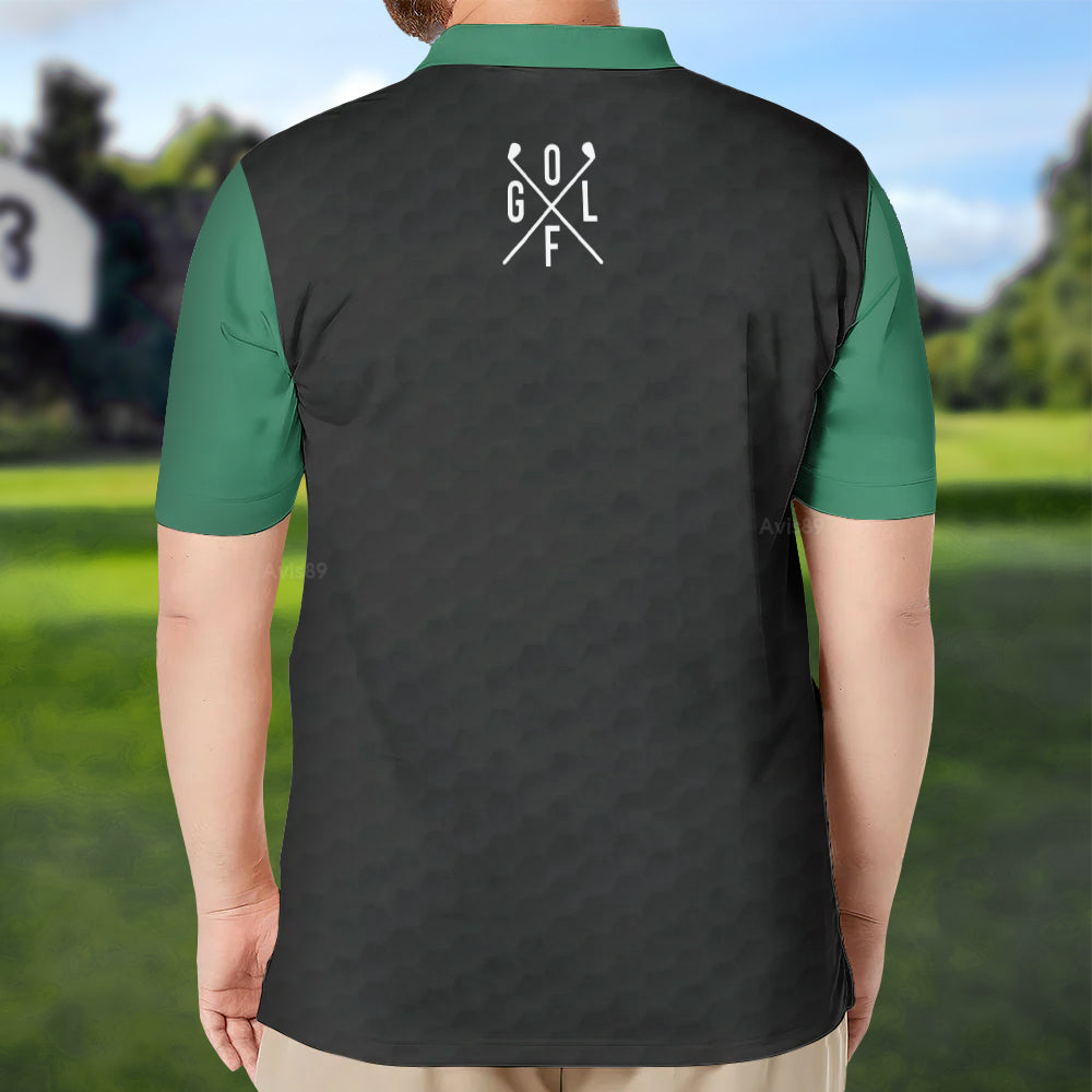 Avis89 Just Tap It In Funny Black And Green Golf - Men Polo Shirt