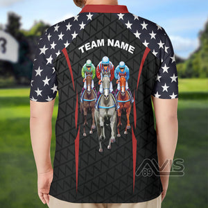 Avis89 Custom Name Kentucky Horse Riding - Personalized Men Polo Shirt