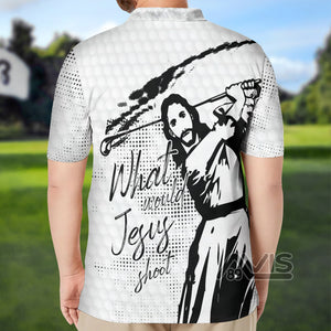 Avis89 What Would Jesus Shoot Black And White Golf - Men Polo Shirt