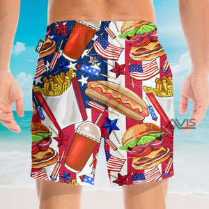 Food Independence Day Star America - Beach Shorts