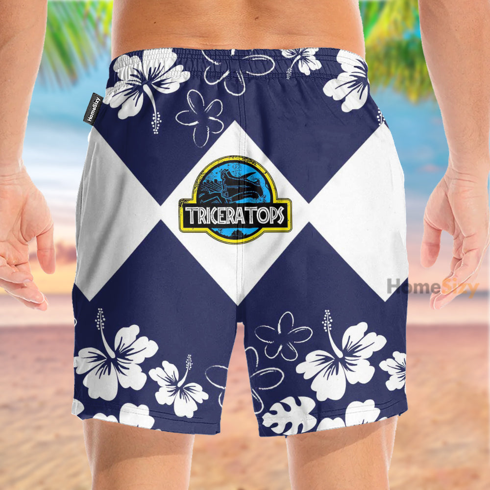 Mighty Morphin Power Ranger Blue Cosplay Costume - Beach Shorts