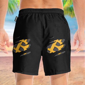 Bitcoin Symbol Torn Shirt Pattern - Beach Shorts