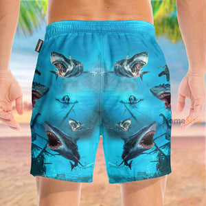 Shark Under The Sea - Beach Shorts