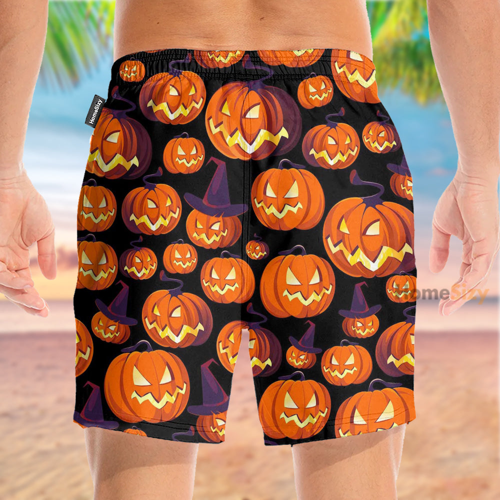 Pumpkin Halloween Pattern - Beach Shorts