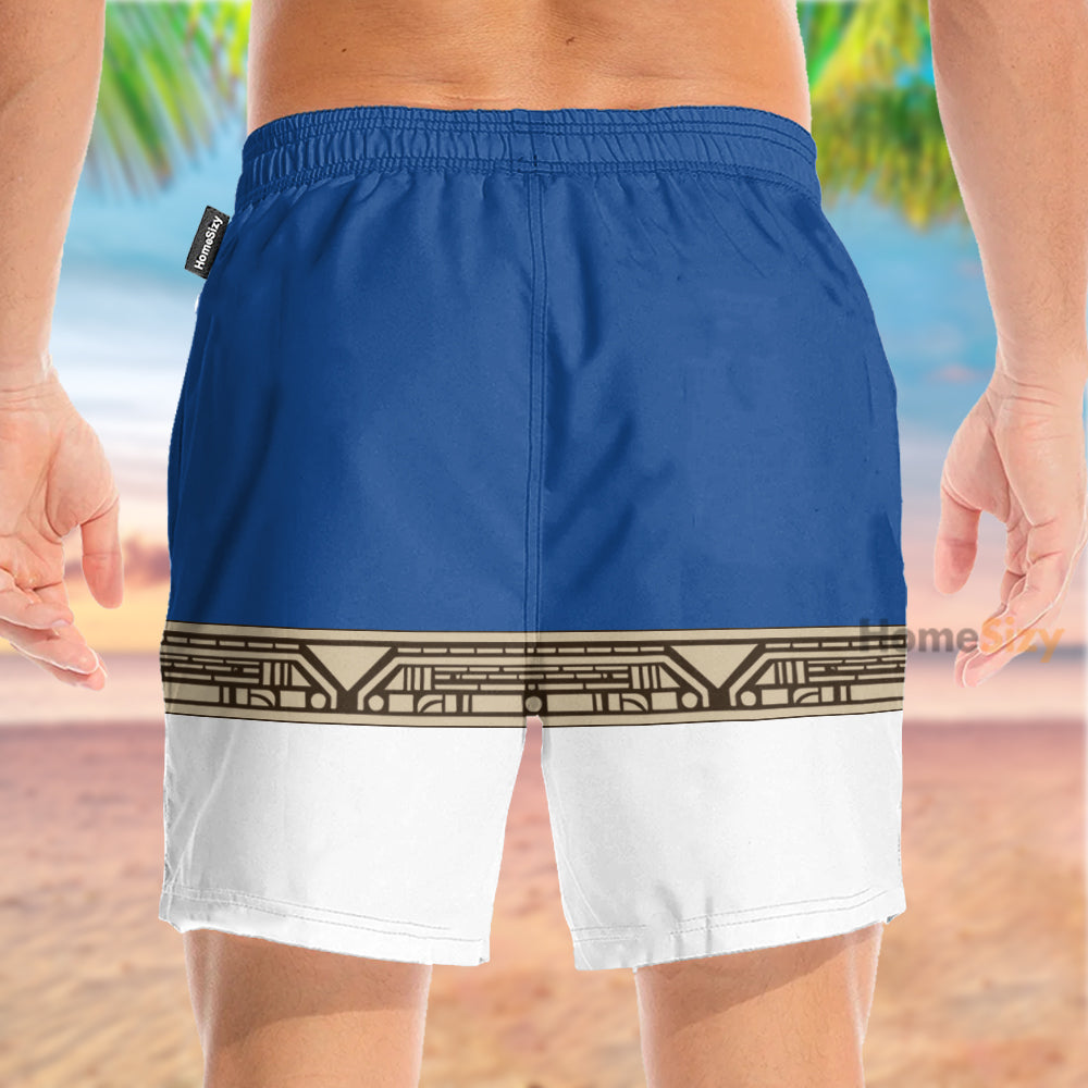 Power Ranger Movie Zeo Blue Cosplay Costume - Beach Shorts