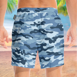 Blue Camouflage Pattern Camo - Beach Shorts