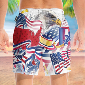 America Eagle 4th July Idependence Day - Beach Shorts