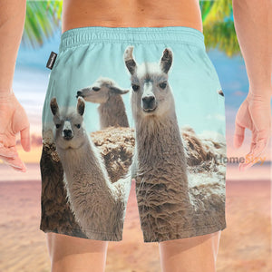 Cute Llamas Funny - Beach Shorts