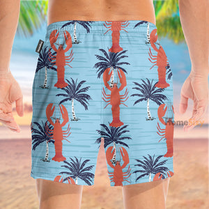 Lobster And Palm Tree Pattern - Beach Shorts