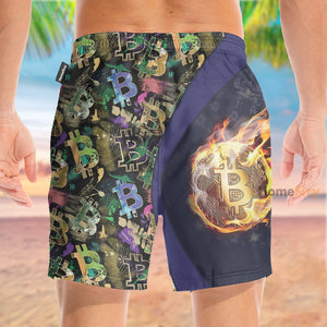 Bitcoin Block Chain Flame - Beach Shorts