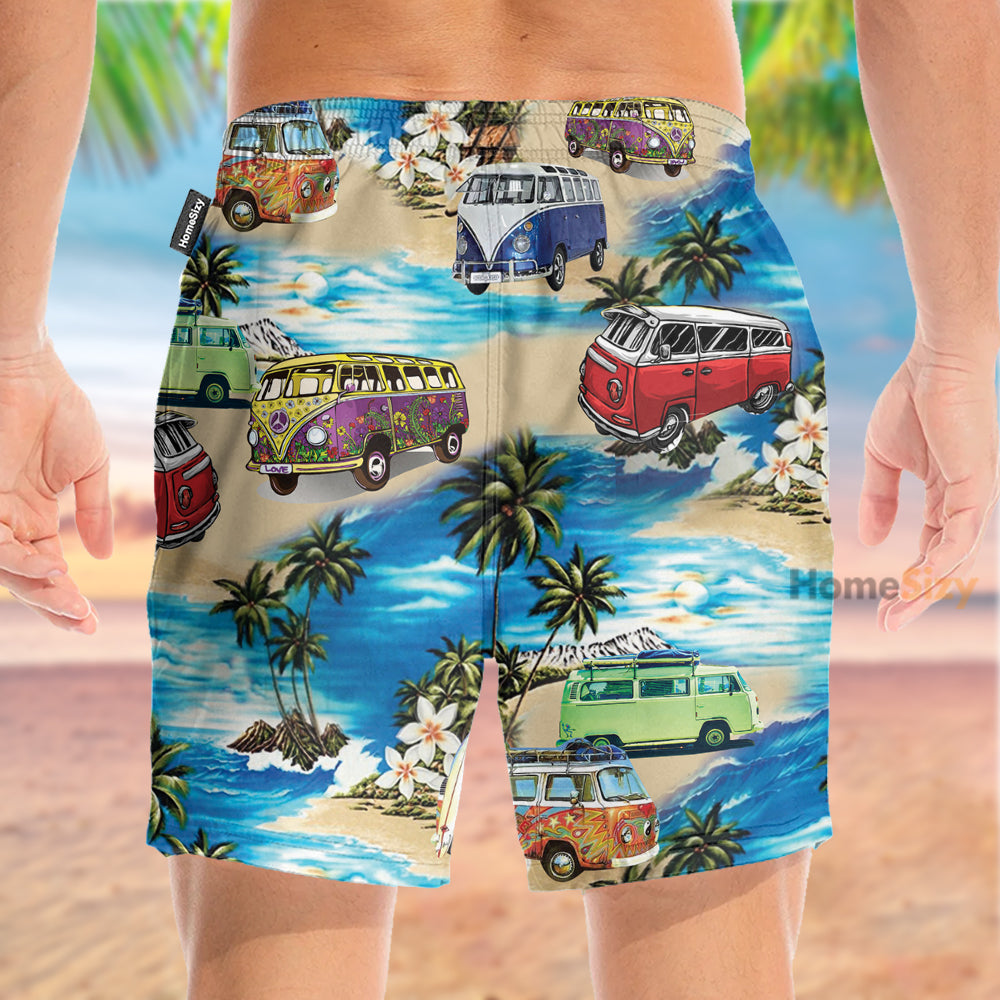 Classic Retro Hippie Campervan - Beach Shorts