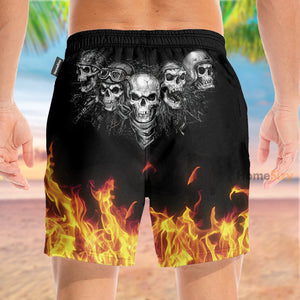 Skull And Flame Fire - Beach Shorts