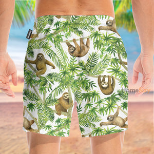 Sloth On Tropical Jungle - Beach Shorts