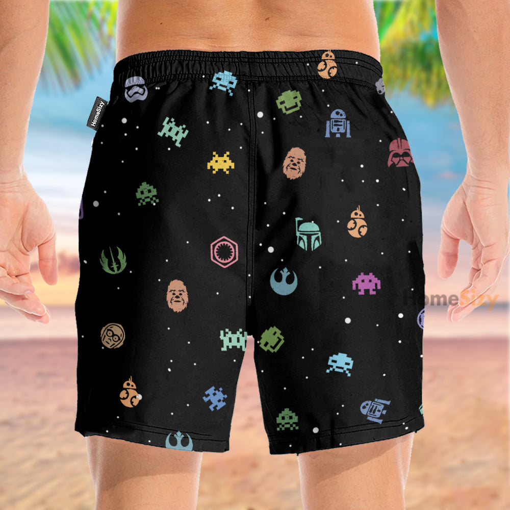 Space Invaders Video Game Cosplay Costume - Beach Shorts