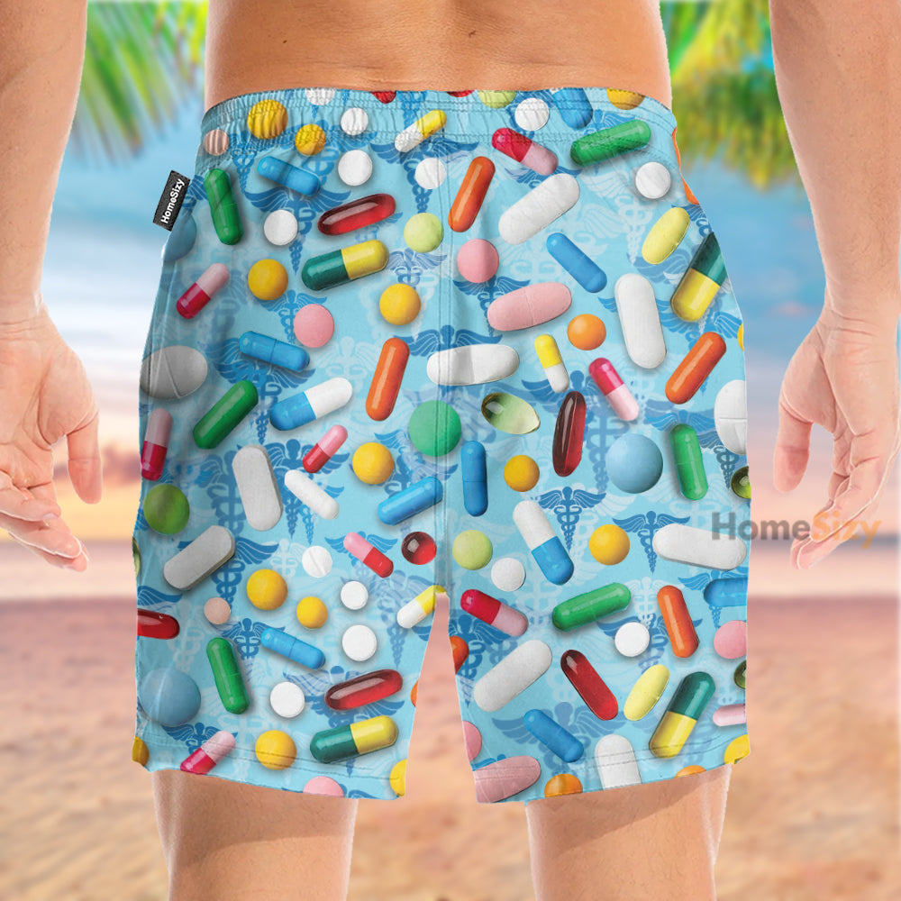 Pills Pattern Nurse Funny - Beach Shorts