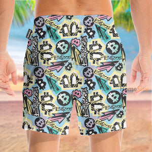 Bitcoin In Doodle Style - Beach Shorts