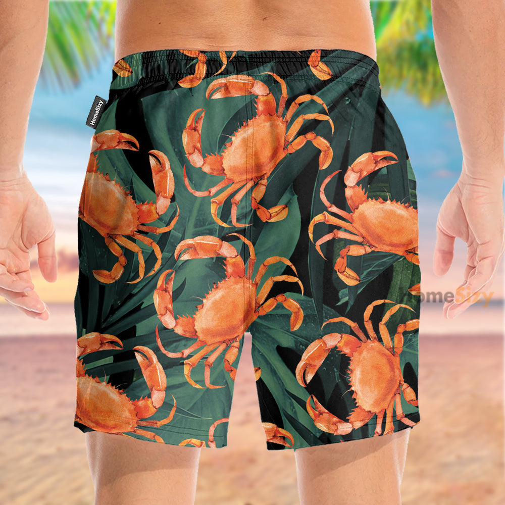 Crabs In Green Leaves Pattern - Beach Shorts