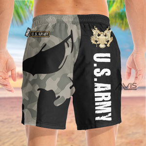 US Army Veteran Skull Black - Beach Shorts