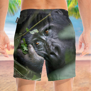 Gorilla Face Summer Vacation Tropical - Beach Shorts