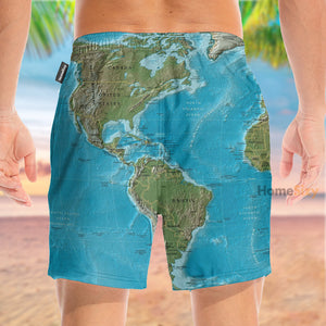 World Map United States - Beach Shorts