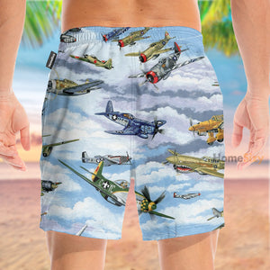 World War 2 Fighter Planes & Aircrafts - Beach Shorts