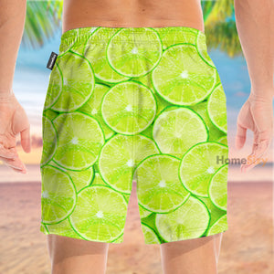 Lime Slices Pattern Funny Tropical - Beach Shorts