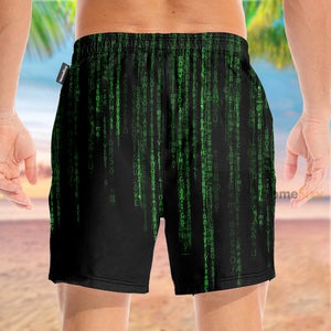 Technology Digital Pattern Green - Beach Shorts