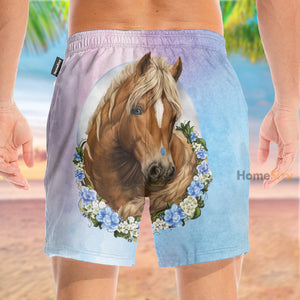 Horse And Flowers - Beach Shorts