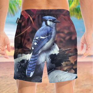 Blue Jay Painting - Beach Shorts