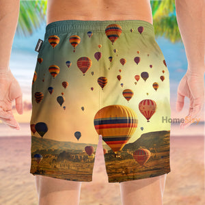 Hot Air Balloon In the Sky Tropical - Beach Shorts