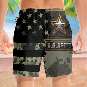 US Army Veteran Metal Star - Beach Shorts