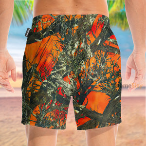 Orange Camo Hunting - Beach Shorts