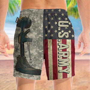 US Army Veteran Helmet Gun Boots - Beach Shorts