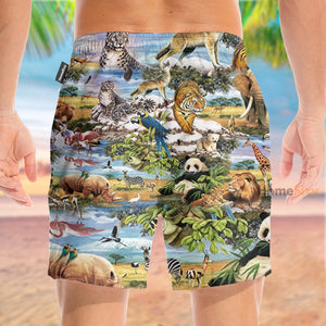 Wild Animals In The Jungle - Beach Shorts