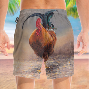 Rooster Funny Image - Beach Shorts