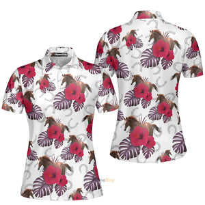 Kentucky Derby New Flower Horse Red - Women Polo Shirt