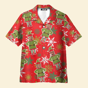 Custom Photo Christmas Elf - For Men And Women - Personalized Hawaiian Shirt