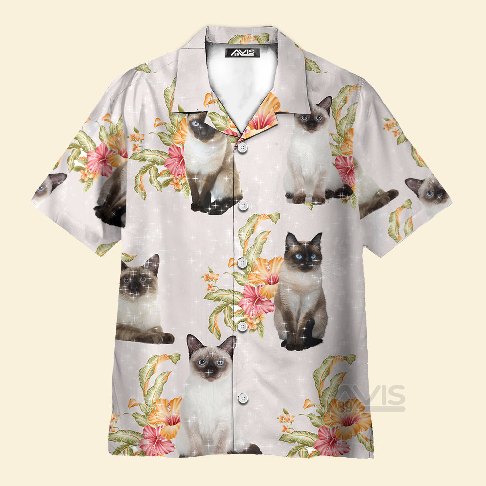 Avis89 Cat Tropical Floral Siamese Cat - Hawaiian Shirt