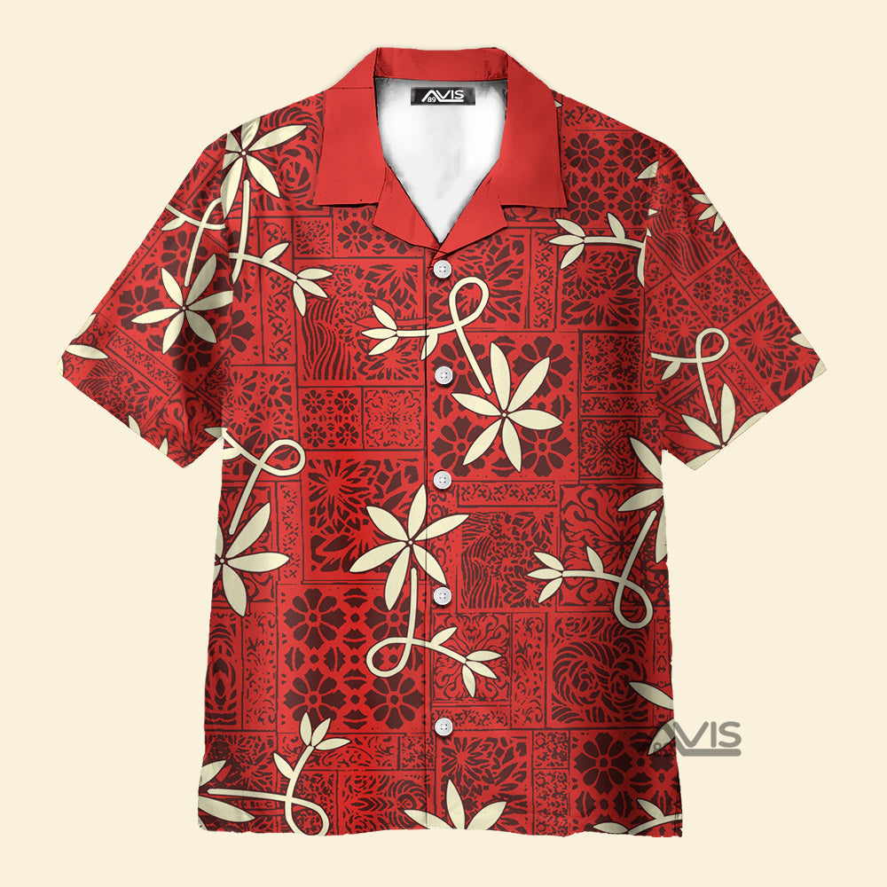 Avis89 Elvis With Flower And Red Background - Costume Cosplay Hawaiian Shirt