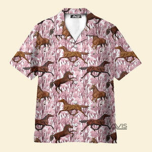 Avis89 Horse Racing Floral Pink Flowers - Hawaiian Shirt