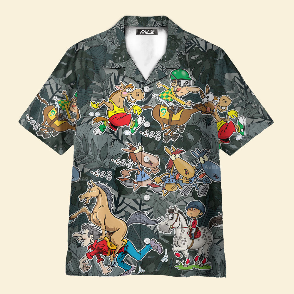 Horse Racing Funny Art - Hawaiian Shirt